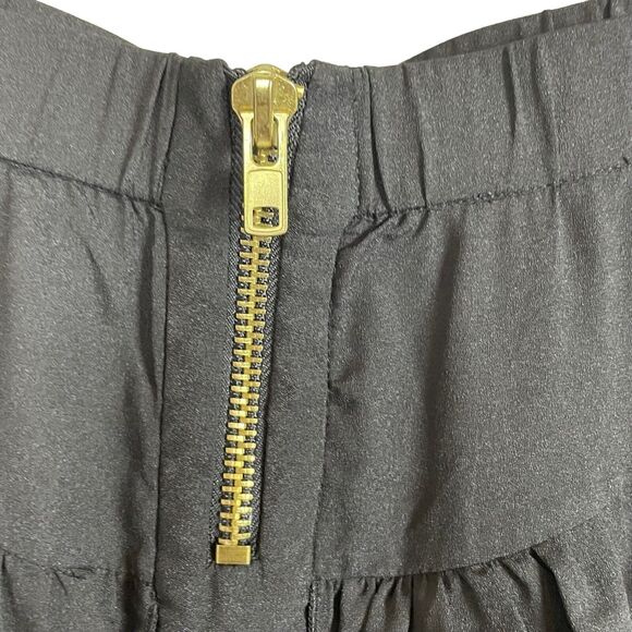 Gat Rimon Shyli Ruffles Women's Size 1 Black Front Zip Pants Ankle Zip Pull On - Picture 3 of 8